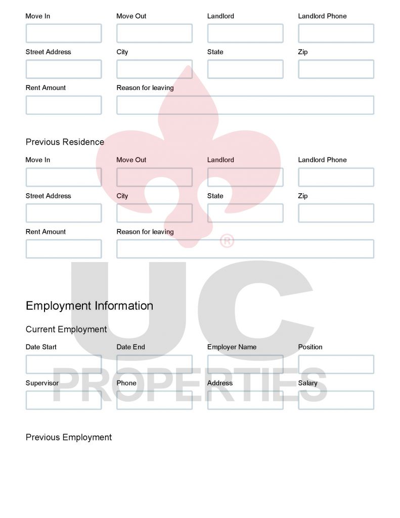 Rental Application Personal Information Page 3
